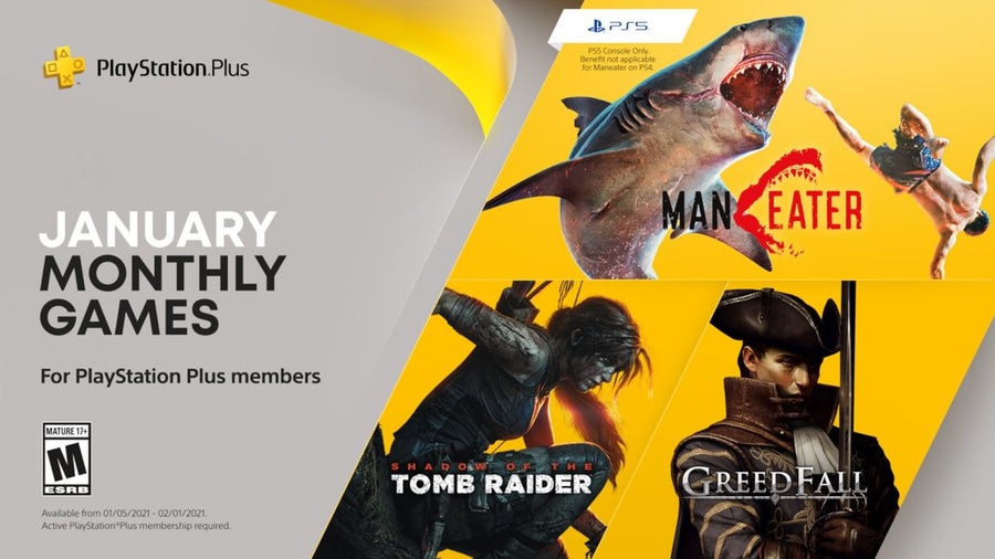 Janvāra PlayStation Plus spēles: Maneater, Shadow of the Tomb Raider un Greedfall